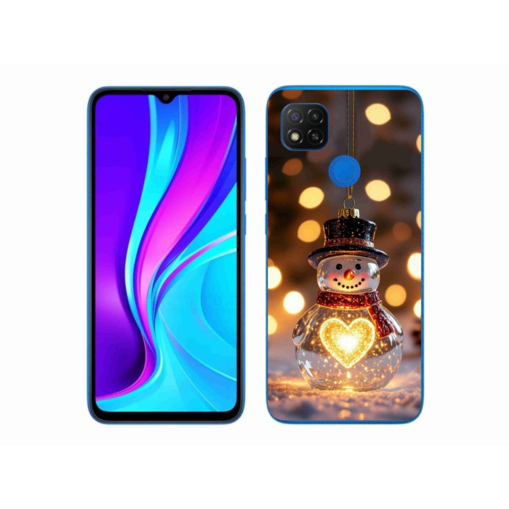 Gélový kryt mmCase na Xiaomi Redmi 9C - svietiaci vianočný snehuliak