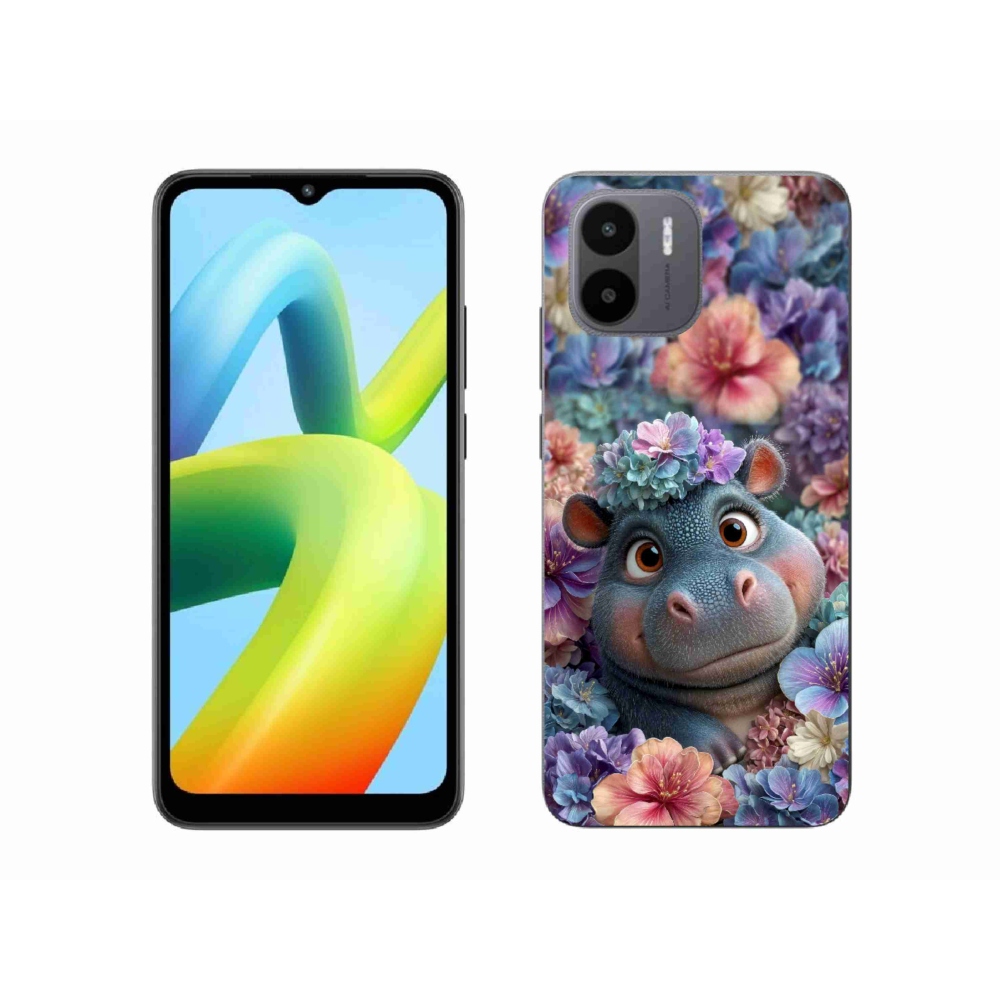 Gélový kryt mmCase na Xiaomi Redmi A1 4G - hrošík v kvetoch