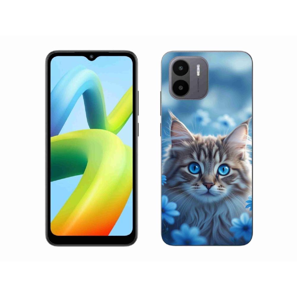 Gélový kryt mmCase na Xiaomi Redmi A1 4G - mačiatko v modrých kvetoch