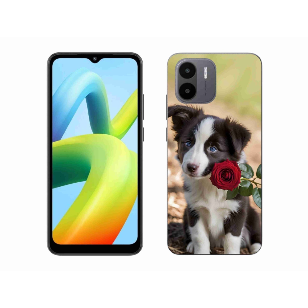 Gélový kryt mmCase na Xiaomi Redmi A1 4G - roztomilá border kólia s ružou