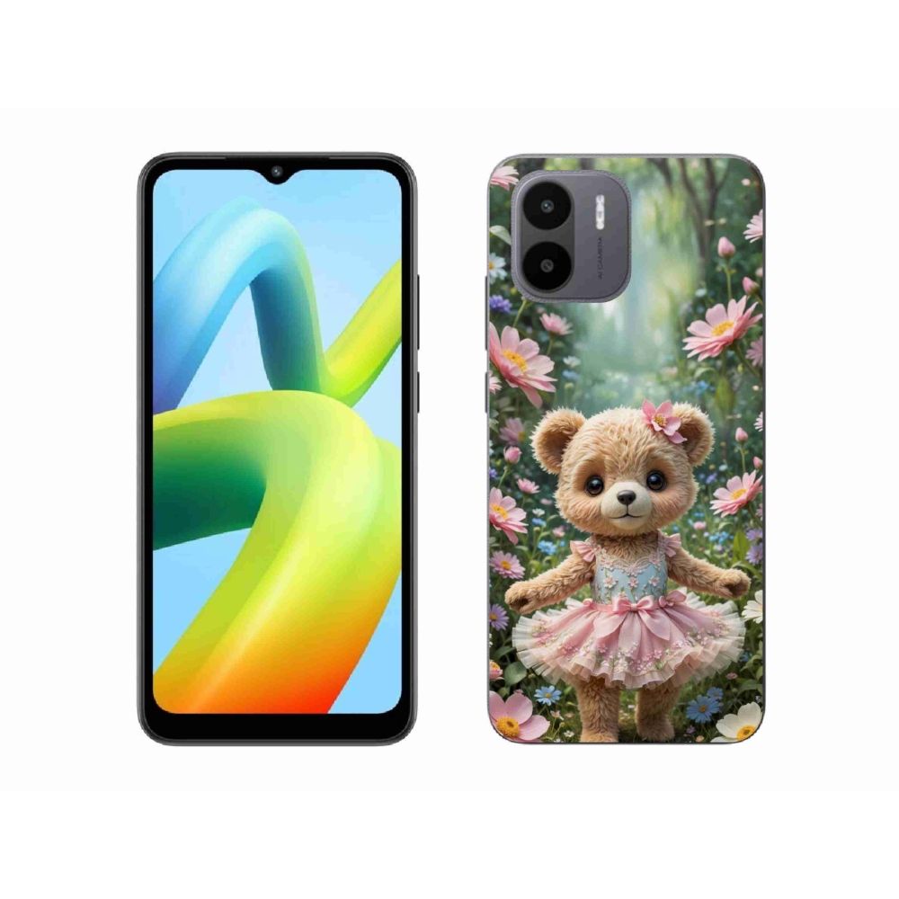 Gélový kryt mmCase na Xiaomi Redmi A1 4G - roztomilý medvedík v kvetoch