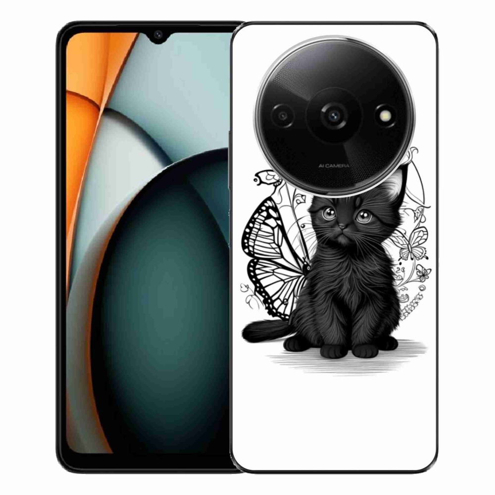 Gélový kryt mmCase na Xiaomi Redmi A3 - čierne mačiatko