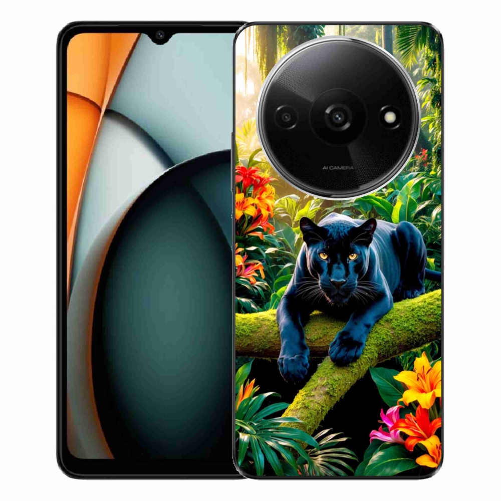 Gélový kryt mmCase na Xiaomi Redmi A3 - čierny panter v džungli