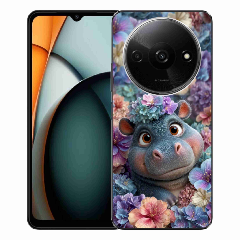 Gélový kryt mmCase na Xiaomi Redmi A3 - hrošík v kvetoch