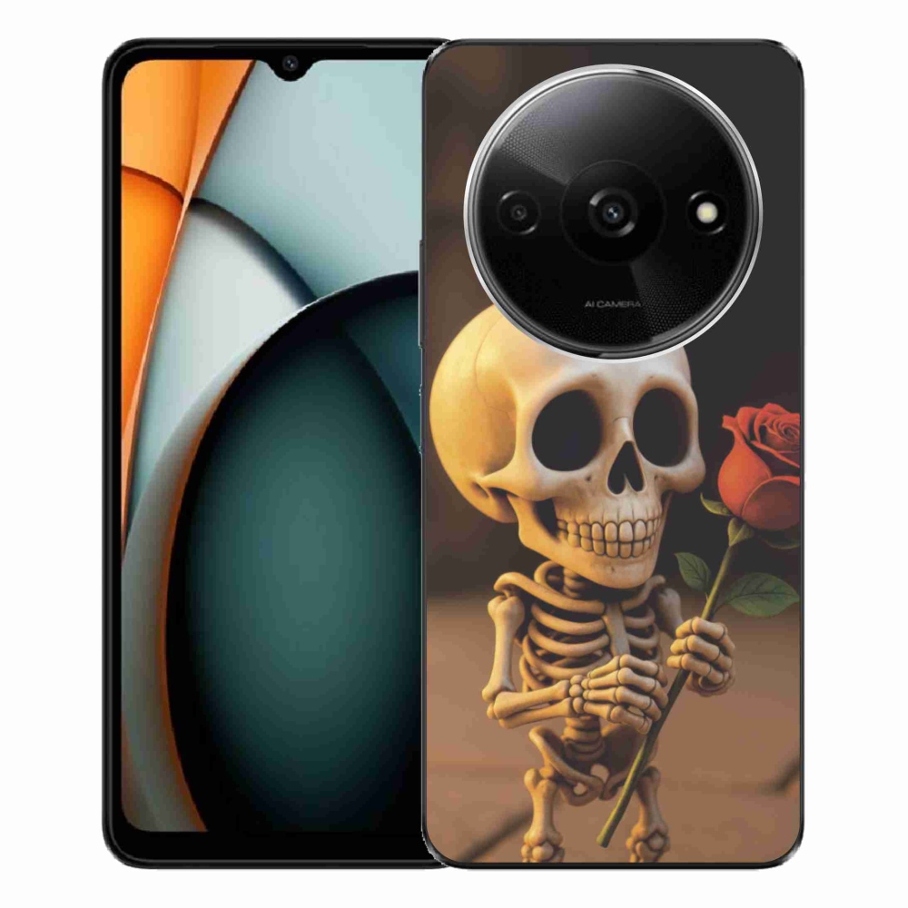 Gélový kryt mmCase na Xiaomi Redmi A3 - kostlivec s ružou