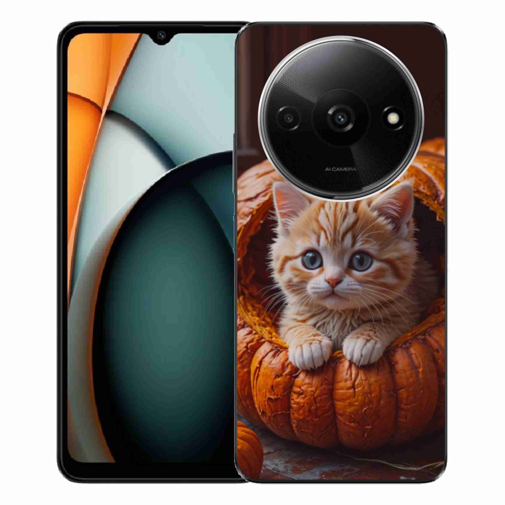 Gélový kryt mmCase na Xiaomi Redmi A3 - mačiatko a tekvica 2