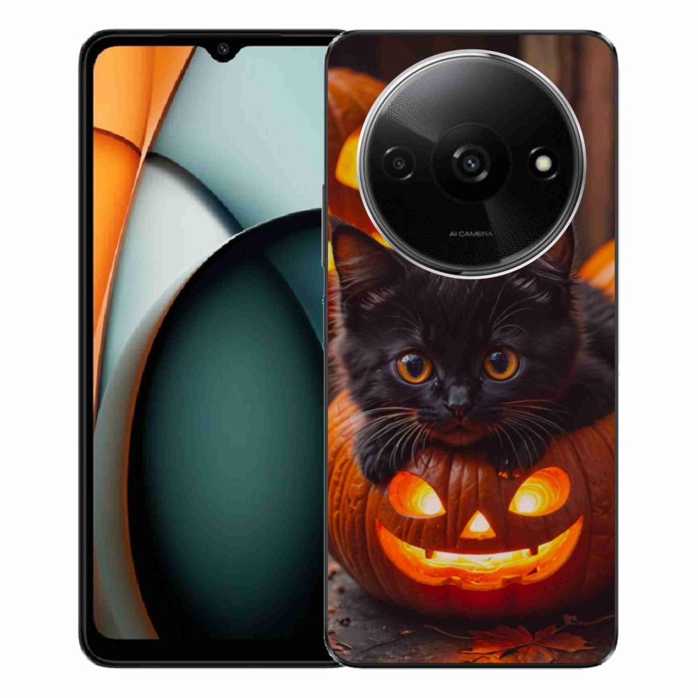 Gélový kryt mmCase na Xiaomi Redmi A3 - mačiatko a tekvica