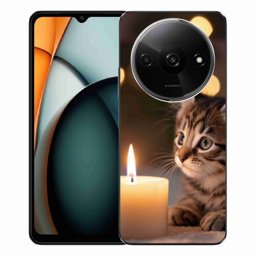 Gélový kryt mmCase na Xiaomi Redmi A3 - mačiatko a sviečka