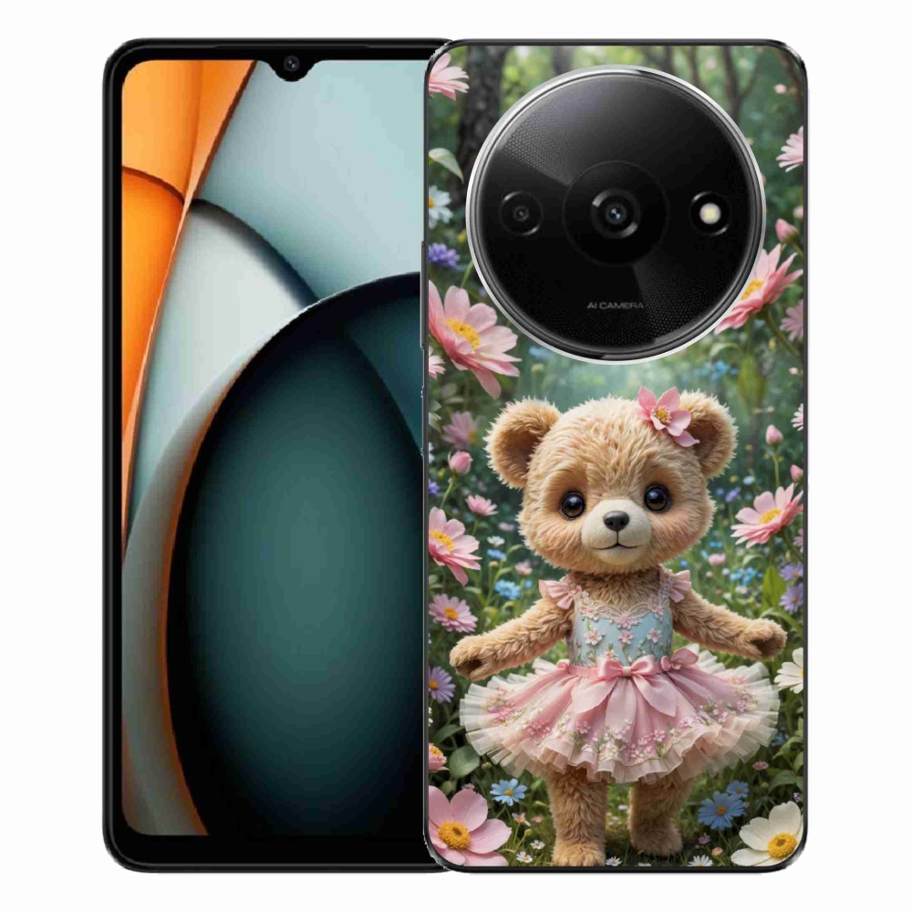 Gélový kryt mmCase na Xiaomi Redmi A3 - roztomilý medvedík v kvetoch