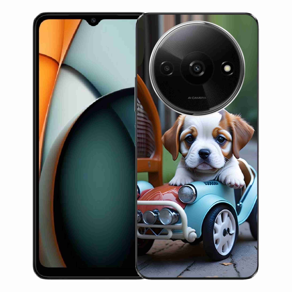 Gélový kryt mmCase na Xiaomi Redmi A3 - šteňa v retro aute
