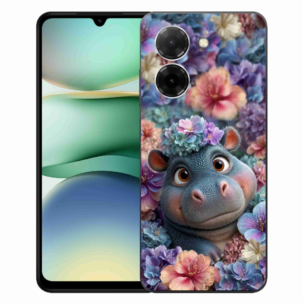 Gélový kryt mmCase na Xiaomi Redmi A5 171mm - hrošík v kvetoch