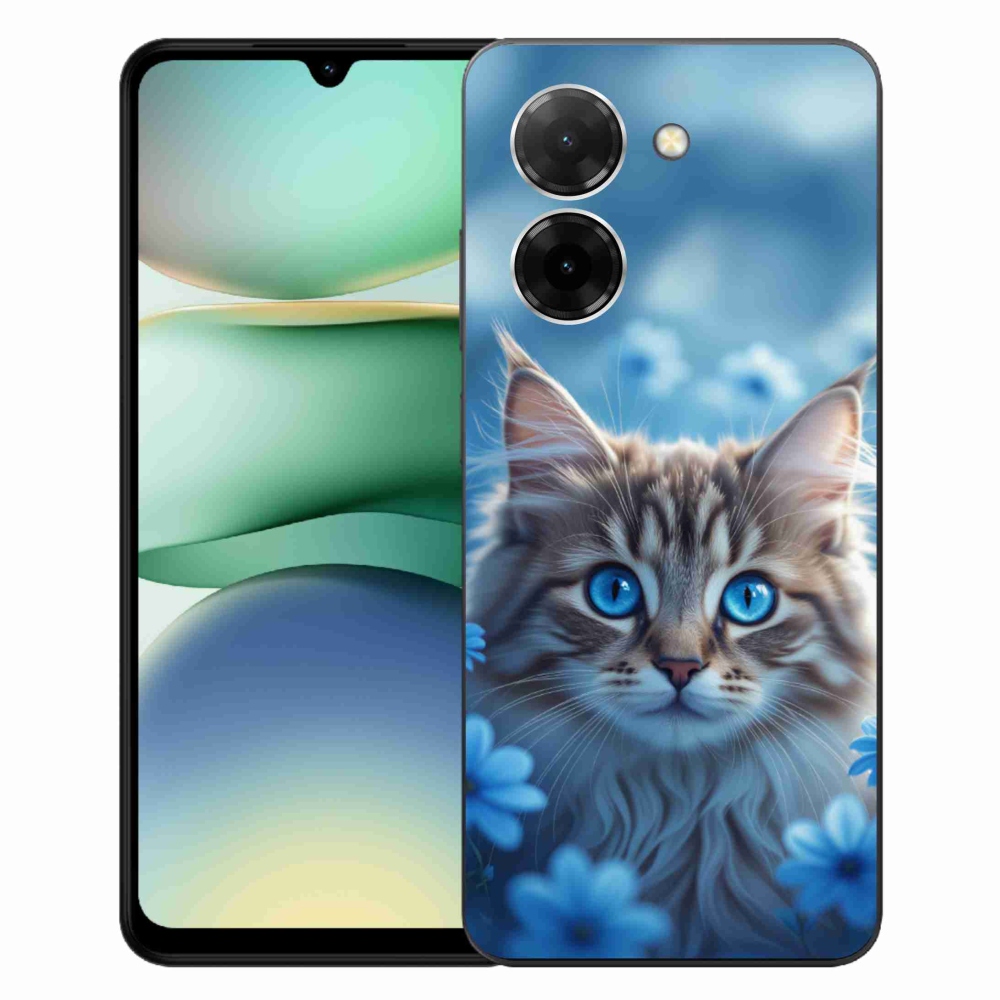 Gélový kryt mmCase na Xiaomi Redmi A5 171mm - mačiatko v modrých kvetoch