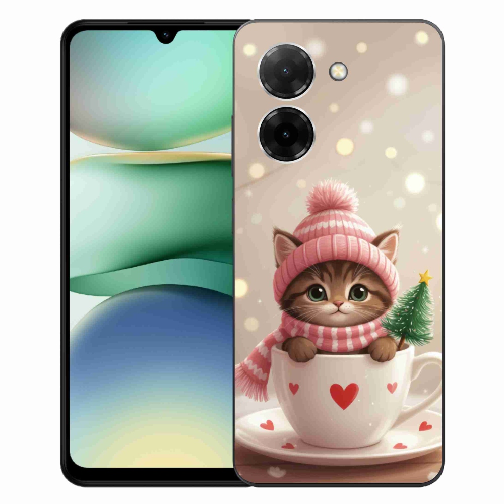 Gélový kryt mmCase na Xiaomi Redmi A5 171mm - vianočné mačiatko v hrnčeku