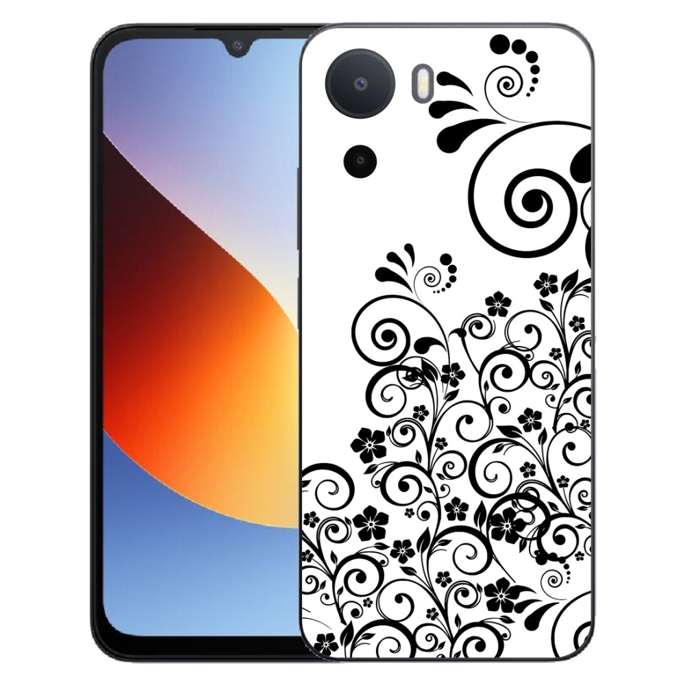 Gélový kryt mmCase na Xiaomi Redmi A7 Pro - čiernobiele kvetinové vzory