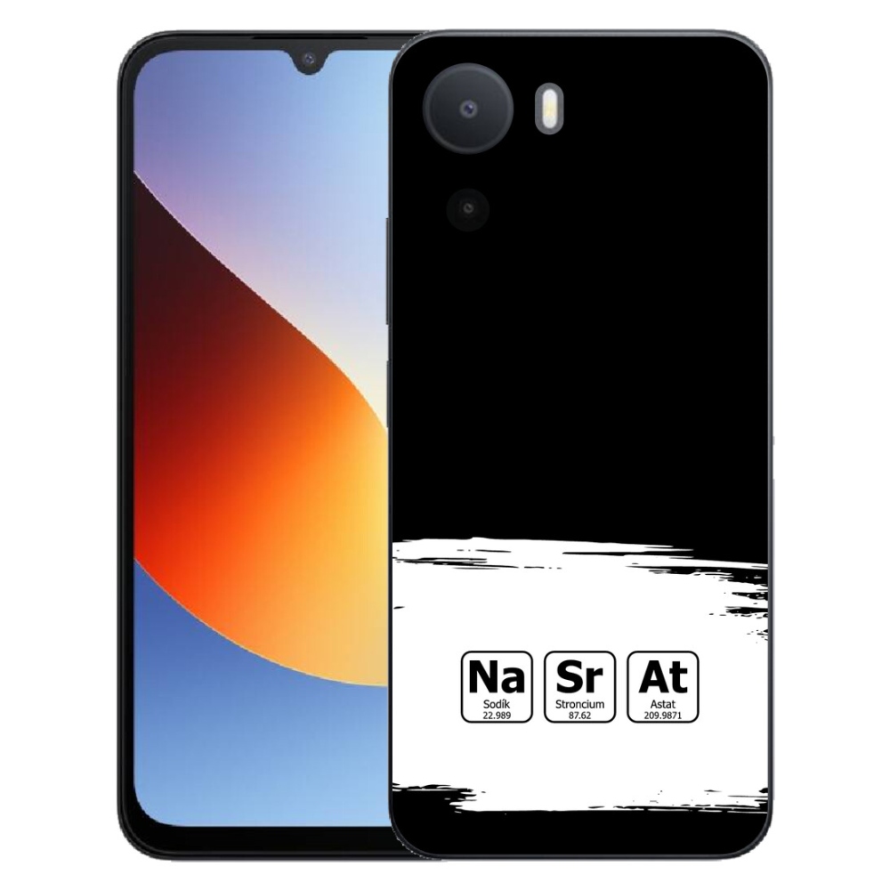 Gélový kryt mmCase na Xiaomi Redmi A7 Pro - chemické prvky bieločierne pozadie