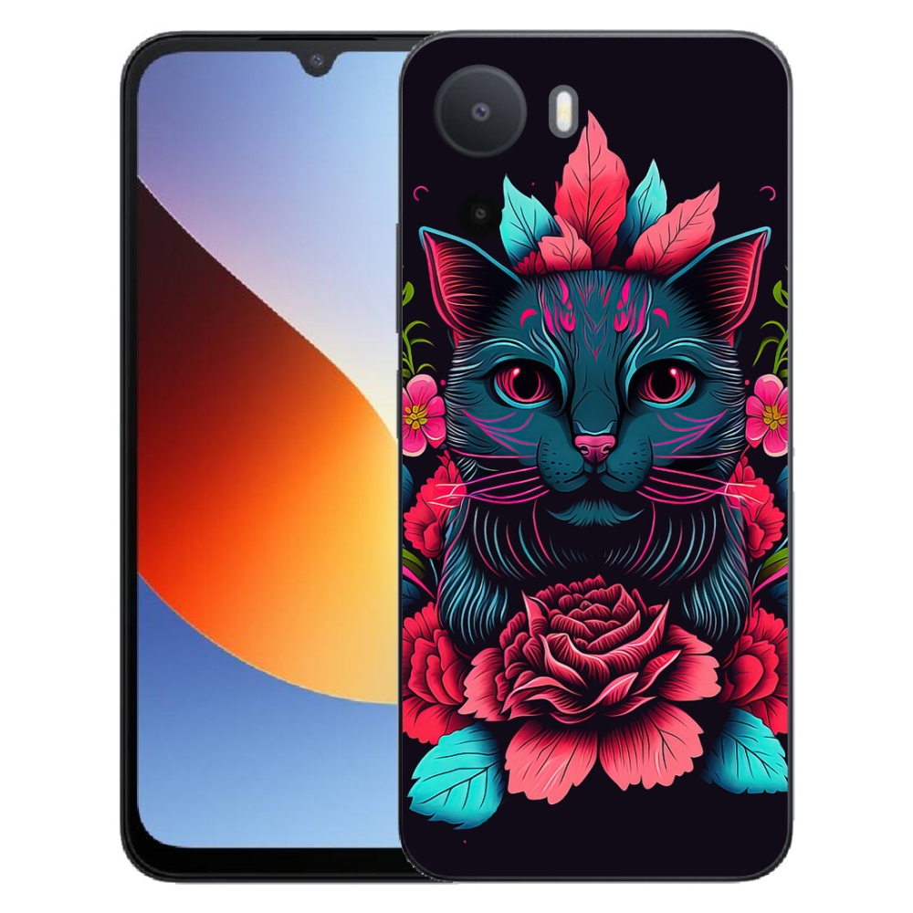 Gélový kryt mmCase na Xiaomi Redmi A7 Pro - kvety a mačka