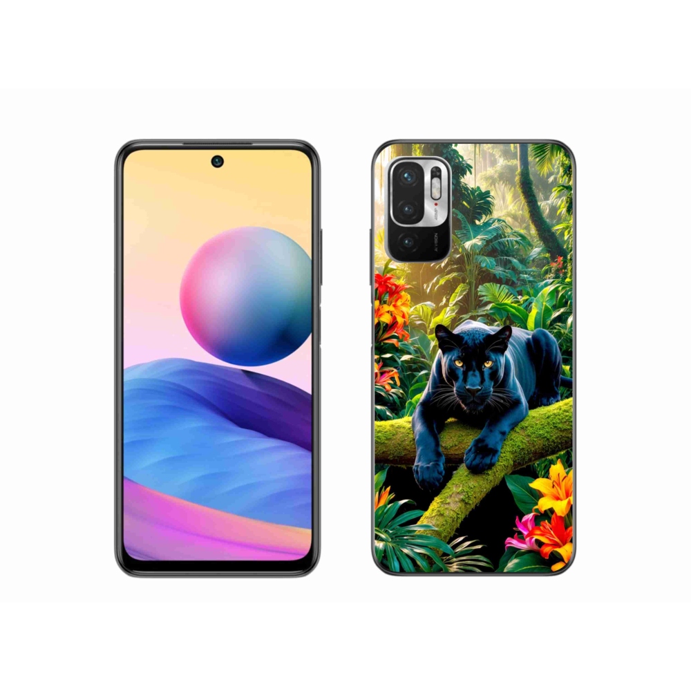 Gélový kryt mmCase na Xiaomi Redmi Note 10 5G - čierny panter v džungli