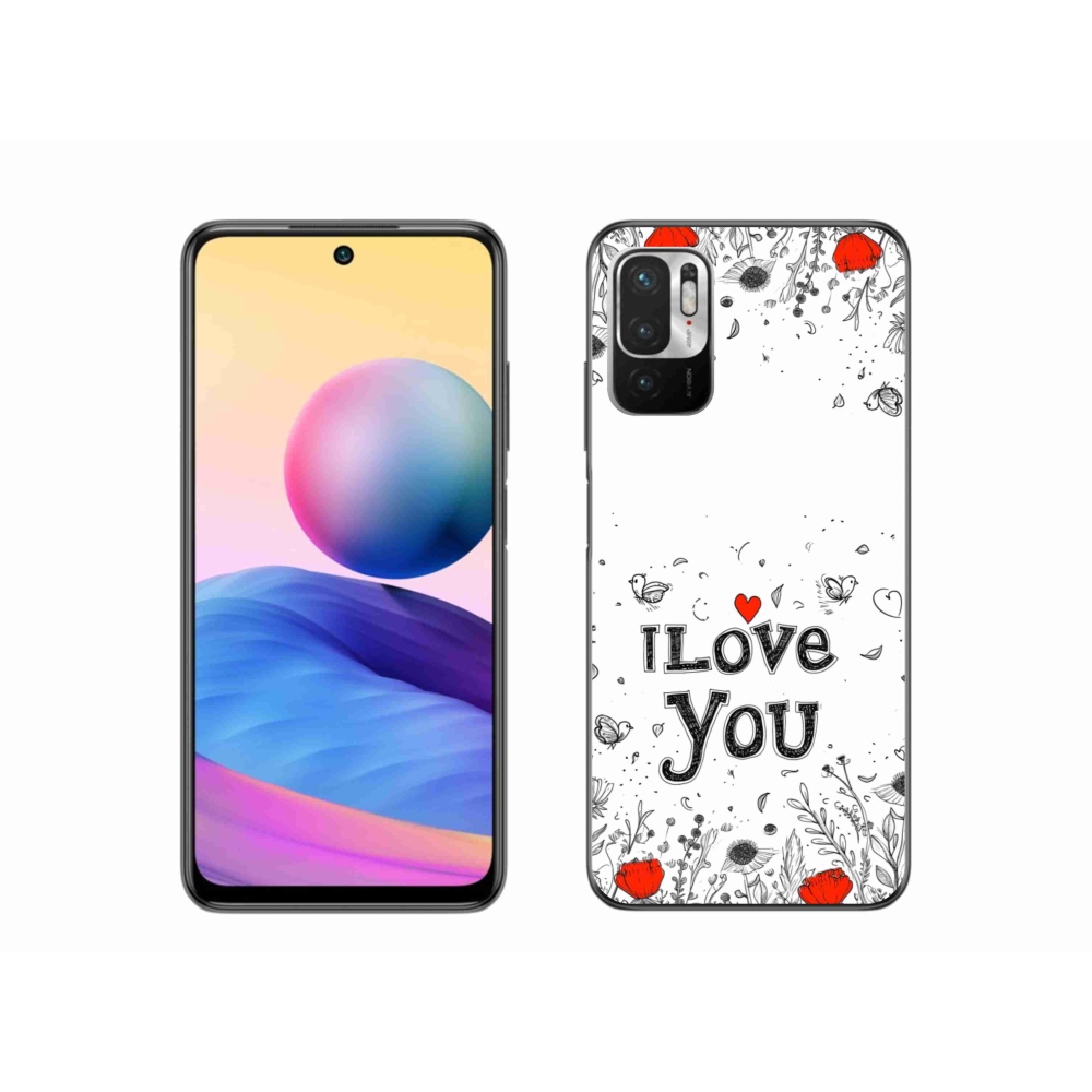 Gélový kryt mmCase na Xiaomi Redmi Note 10 5G - I love you biele pozadie