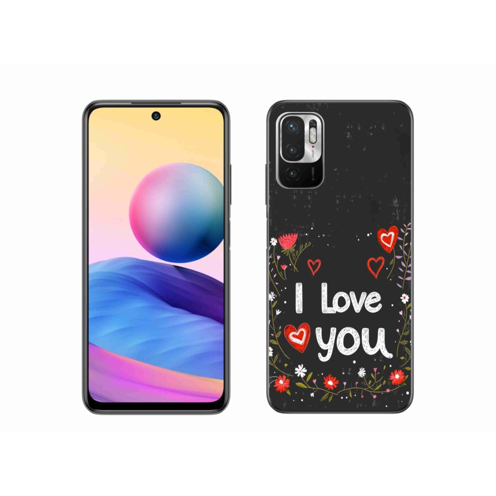 Gélový kryt mmCase na Xiaomi Redmi Note 10 5G - I love you čierne pozadie