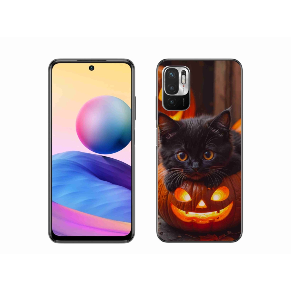 Gélový kryt mmCase na Xiaomi Redmi Note 10 5G - mačiatko a tekvica