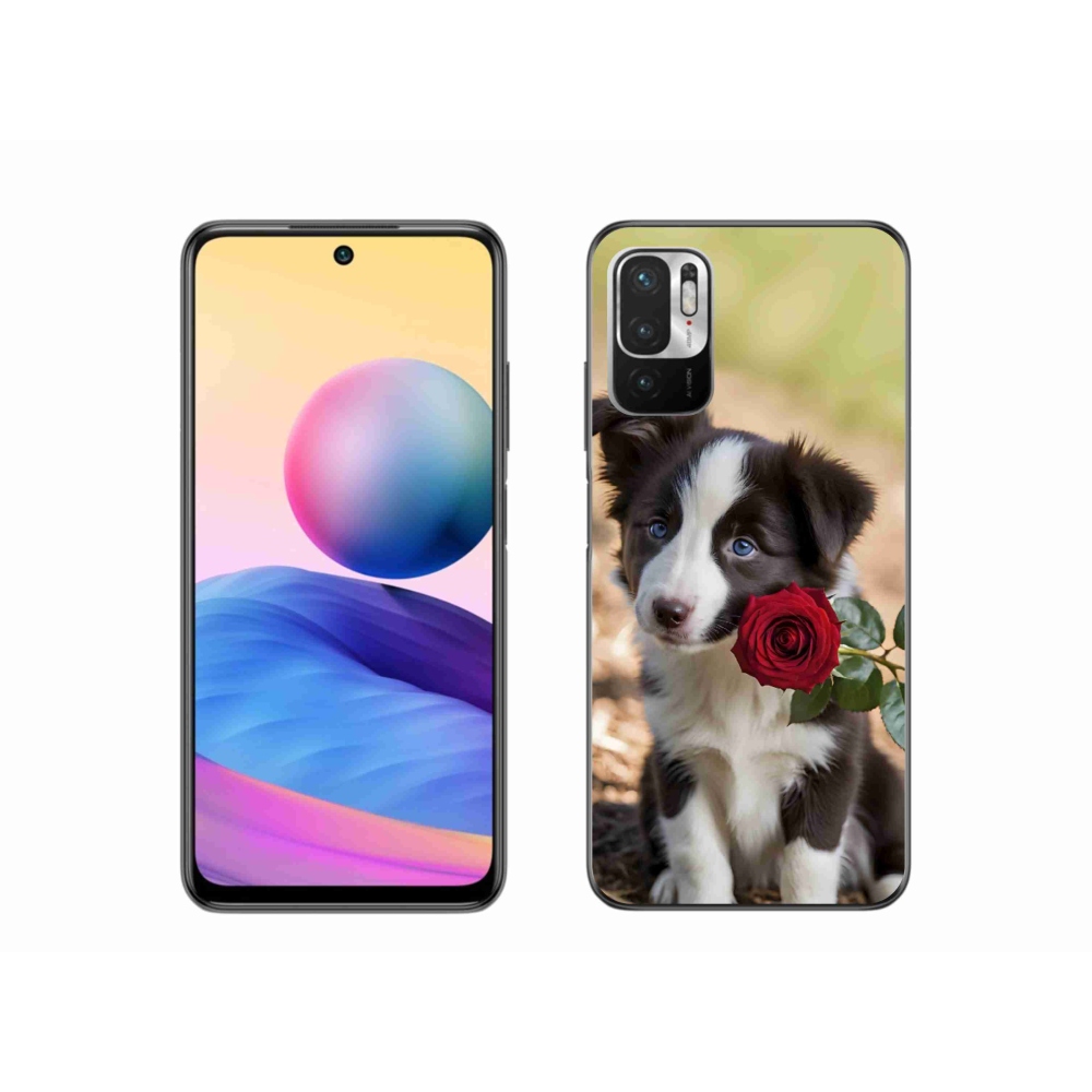 Gélový kryt mmCase na Xiaomi Redmi Note 10 5G - roztomilá border kólia s ružou
