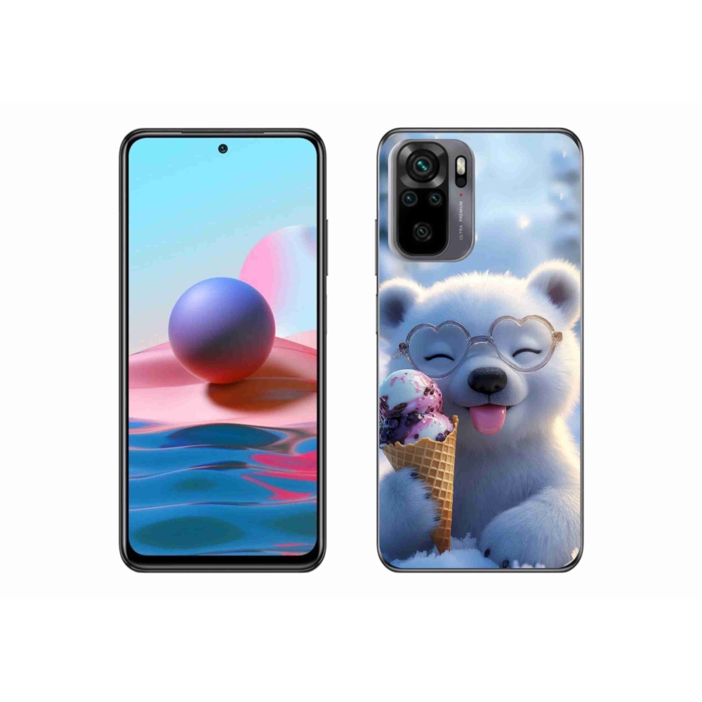 Gélový kryt mmCase na Xiaomi Redmi Note 10 - medvedík so zmrzlinou