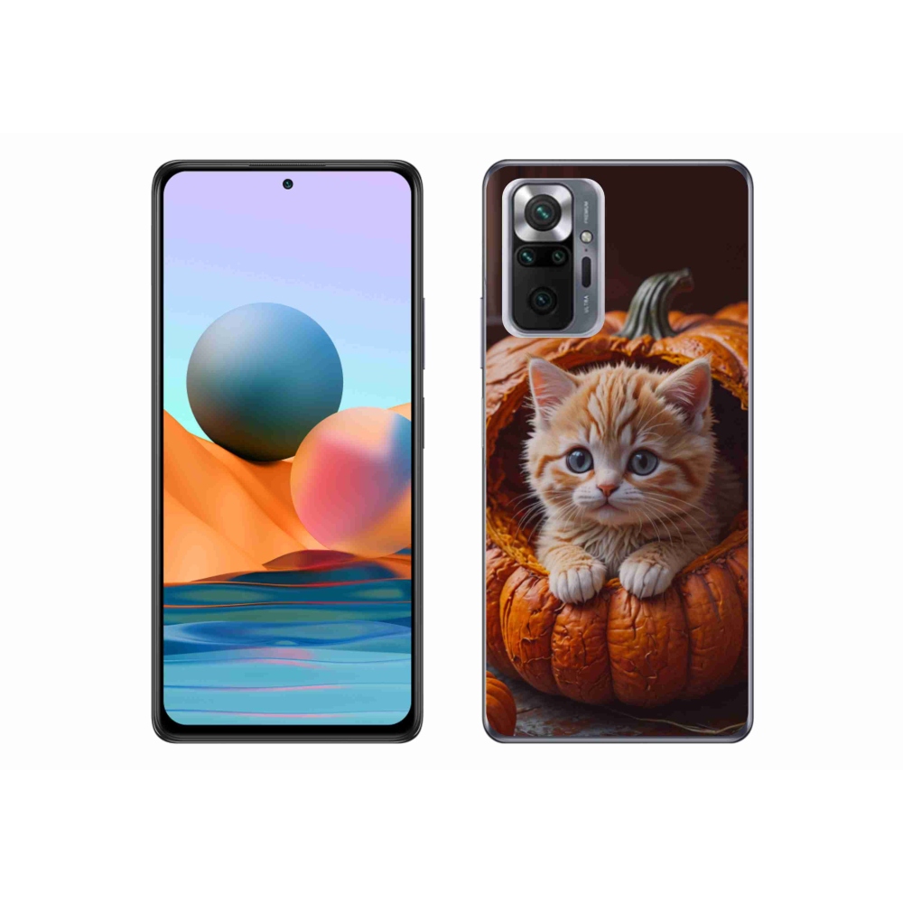 Gélový kryt mmCase na Xiaomi Redmi Note 10 Pro - mačiatko a tekvica 2