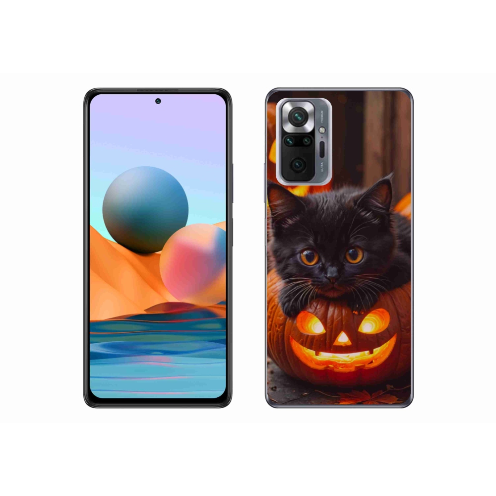 Gélový kryt mmCase na Xiaomi Redmi Note 10 Pro - mačiatko a tekvica