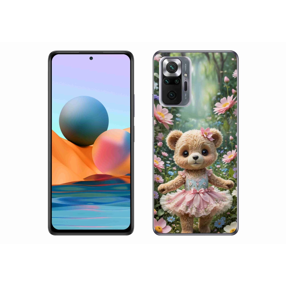 Gélový kryt mmCase na Xiaomi Redmi Note 10 Pro - roztomilý medvedík v kvetoch