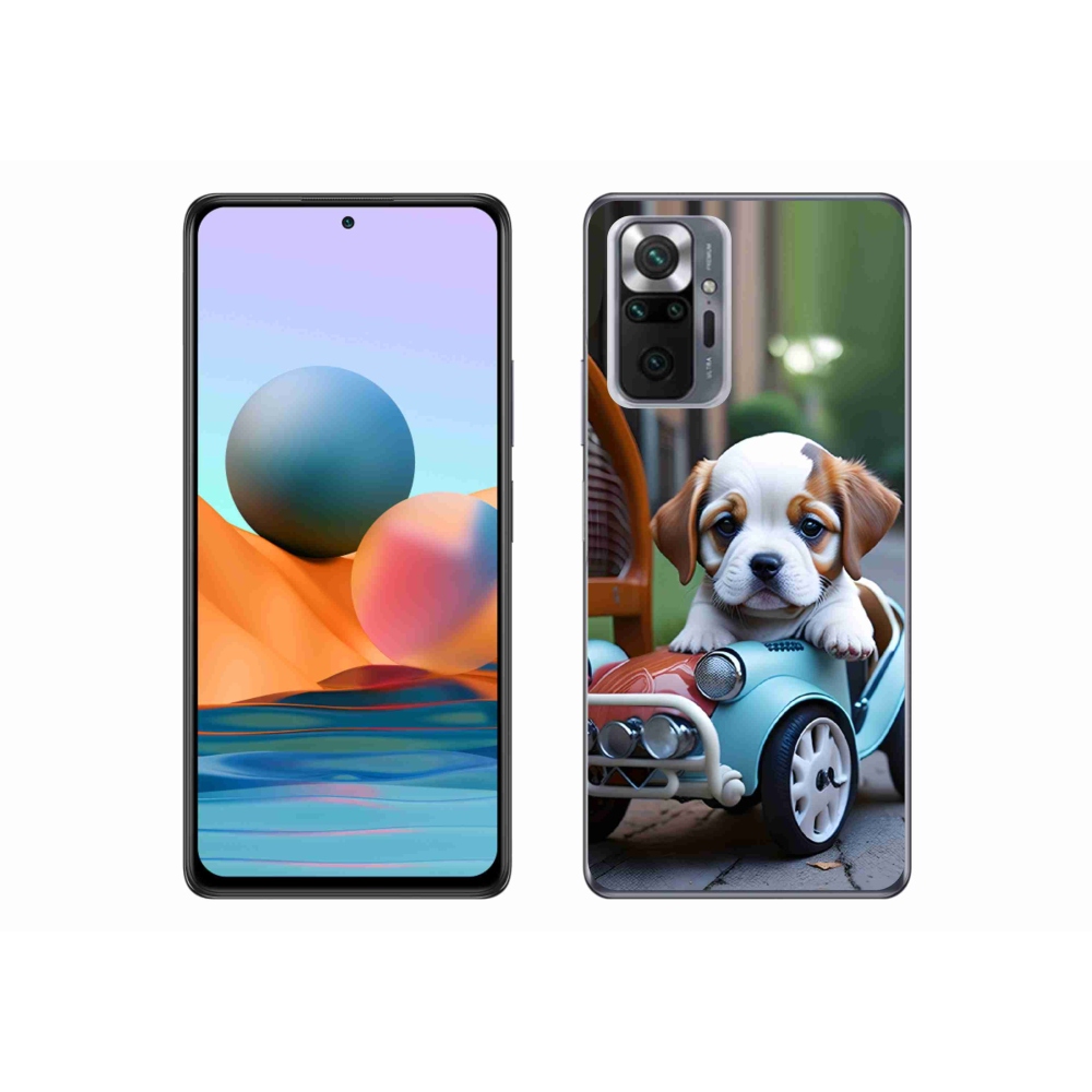 Gélový kryt mmCase na Xiaomi Redmi Note 10 Pro - šteňa v retro aute