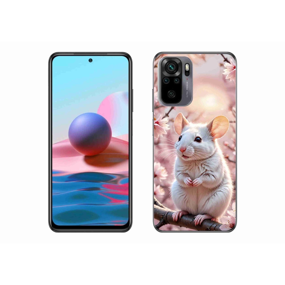 Gélový kryt mmCase na Xiaomi Redmi Note 10S - biela myš na vetve