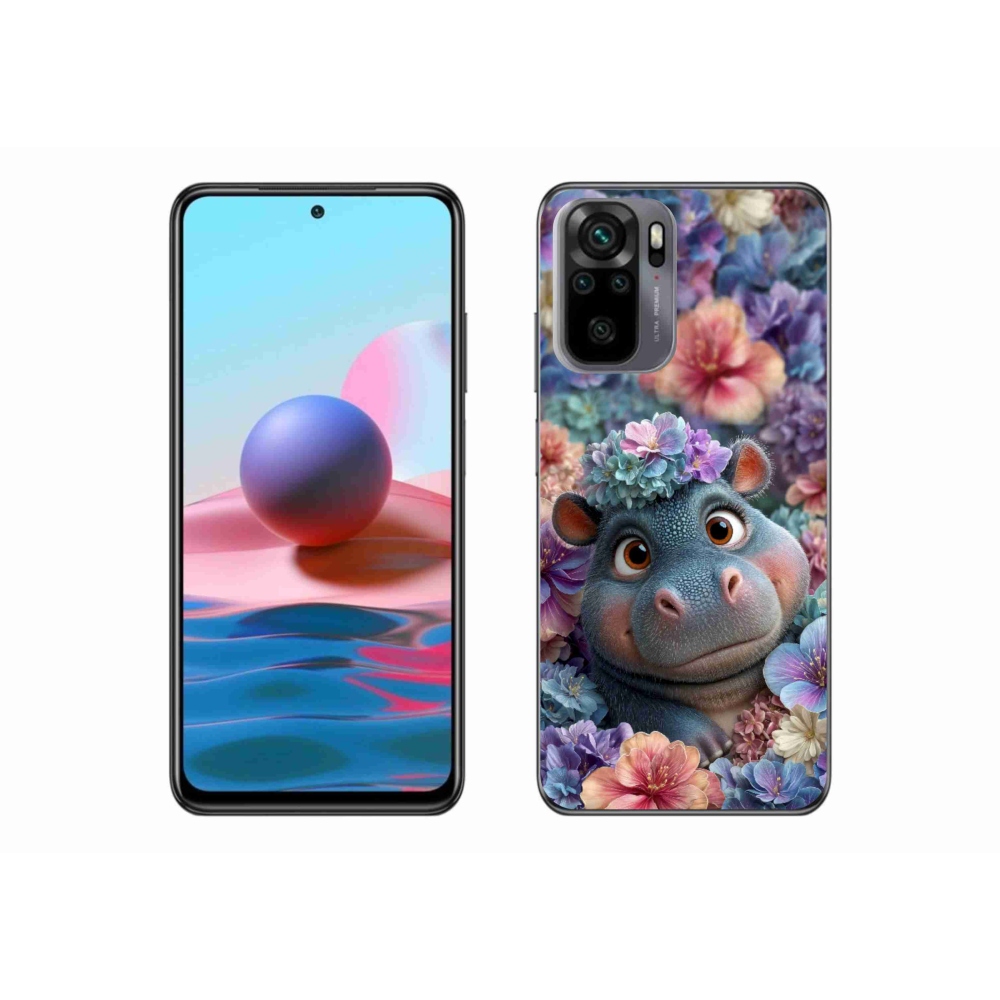 Gélový kryt mmCase na Xiaomi Redmi Note 10S - hrošík v kvetoch