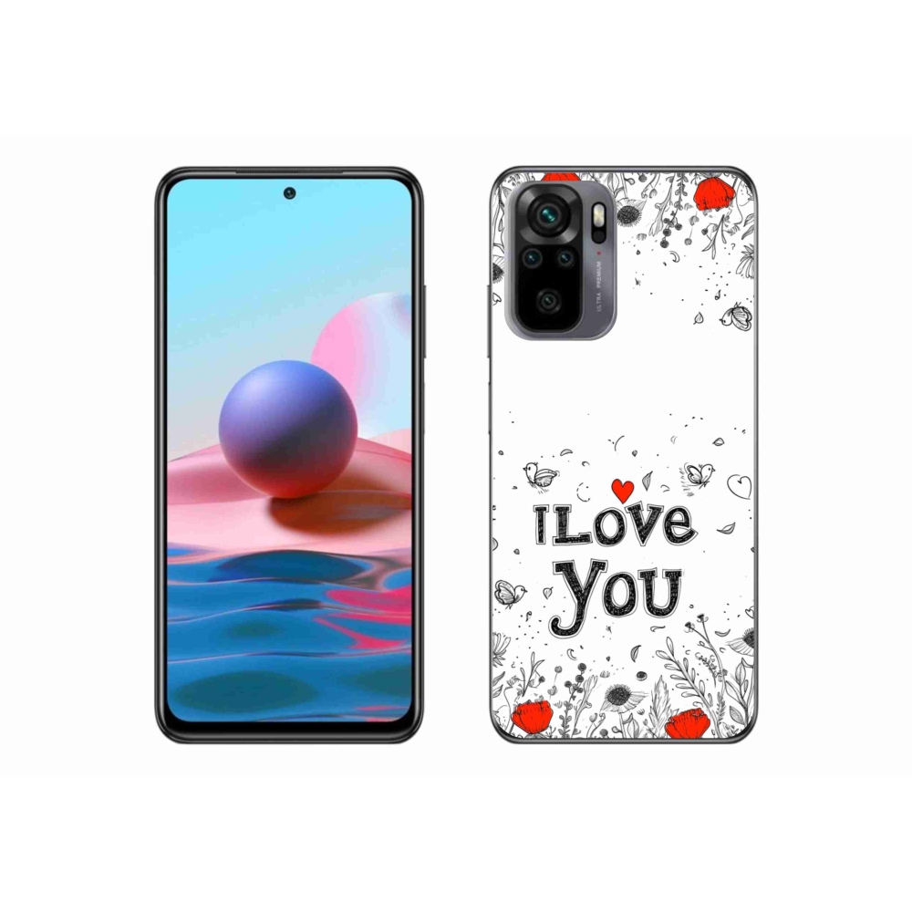 Gélový kryt mmCase na Xiaomi Redmi Note 10S - I love you biele pozadie