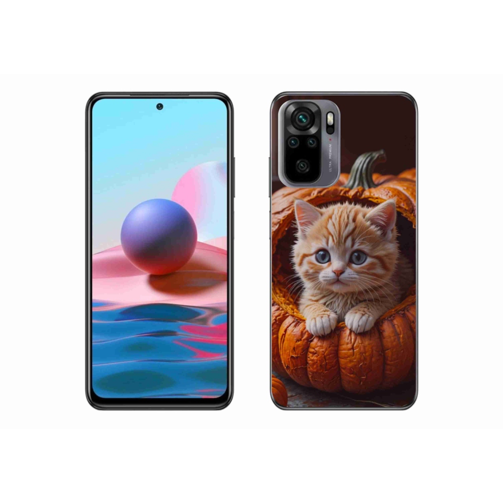 Gélový kryt mmCase na Xiaomi Redmi Note 10S - mačiatko a tekvica 2