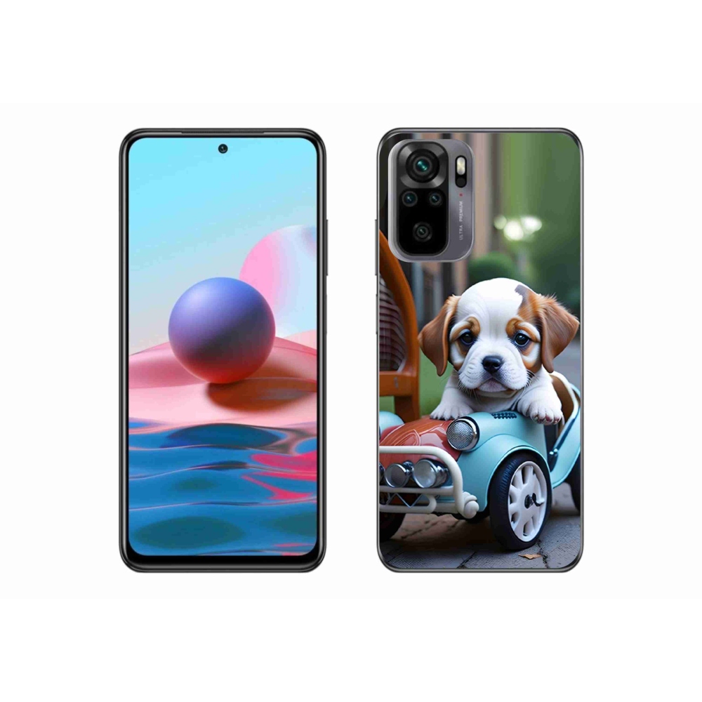 Gélový kryt mmCase na Xiaomi Redmi Note 10S - šteňa v retro aute