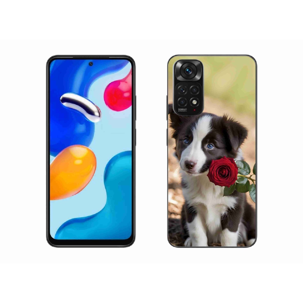 Gélový kryt mmCase na Xiaomi Redmi Note 11 4G - roztomilá border kólia s ružou