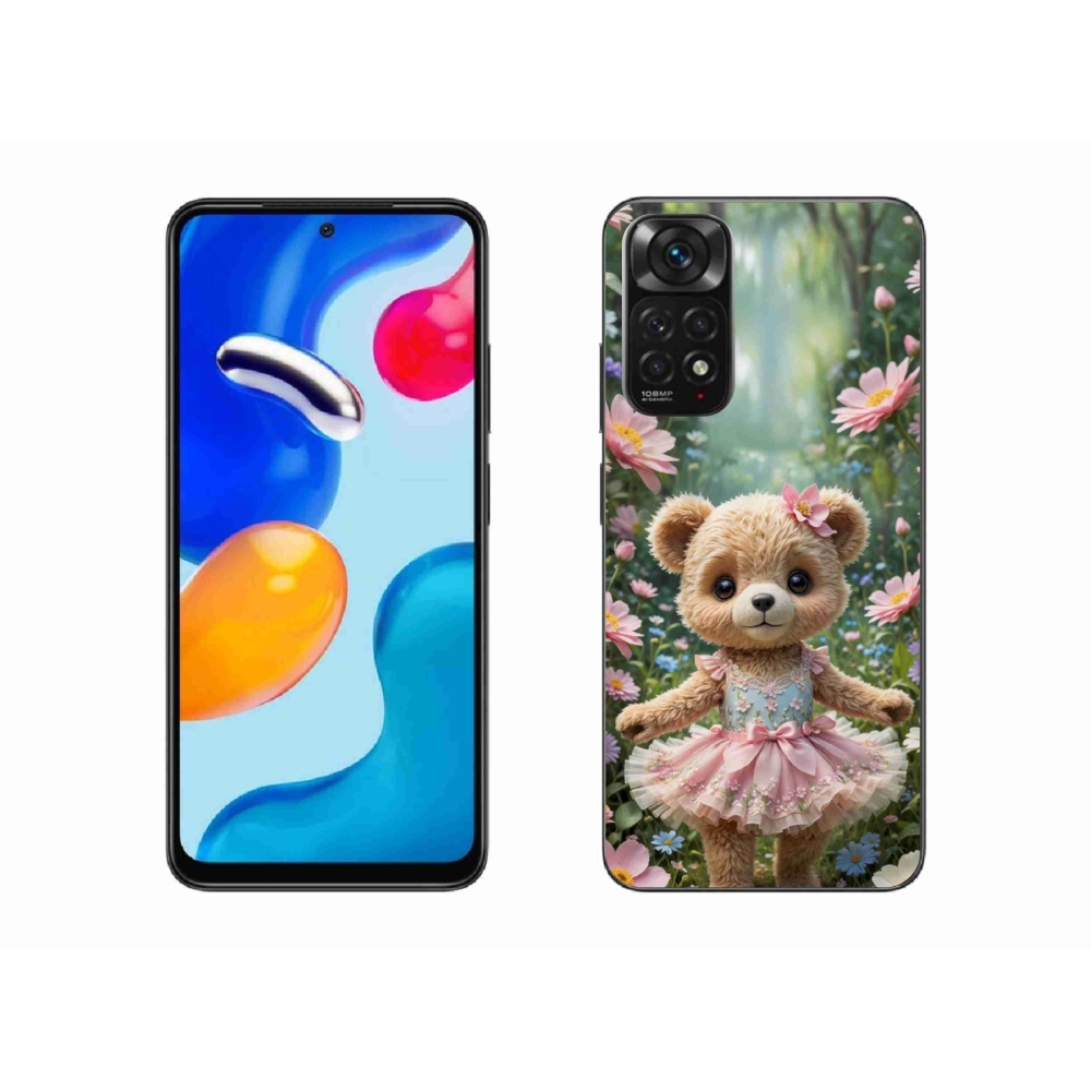 Gélový kryt mmCase na Xiaomi Redmi Note 11 4G - roztomilý medvedík v kvetoch