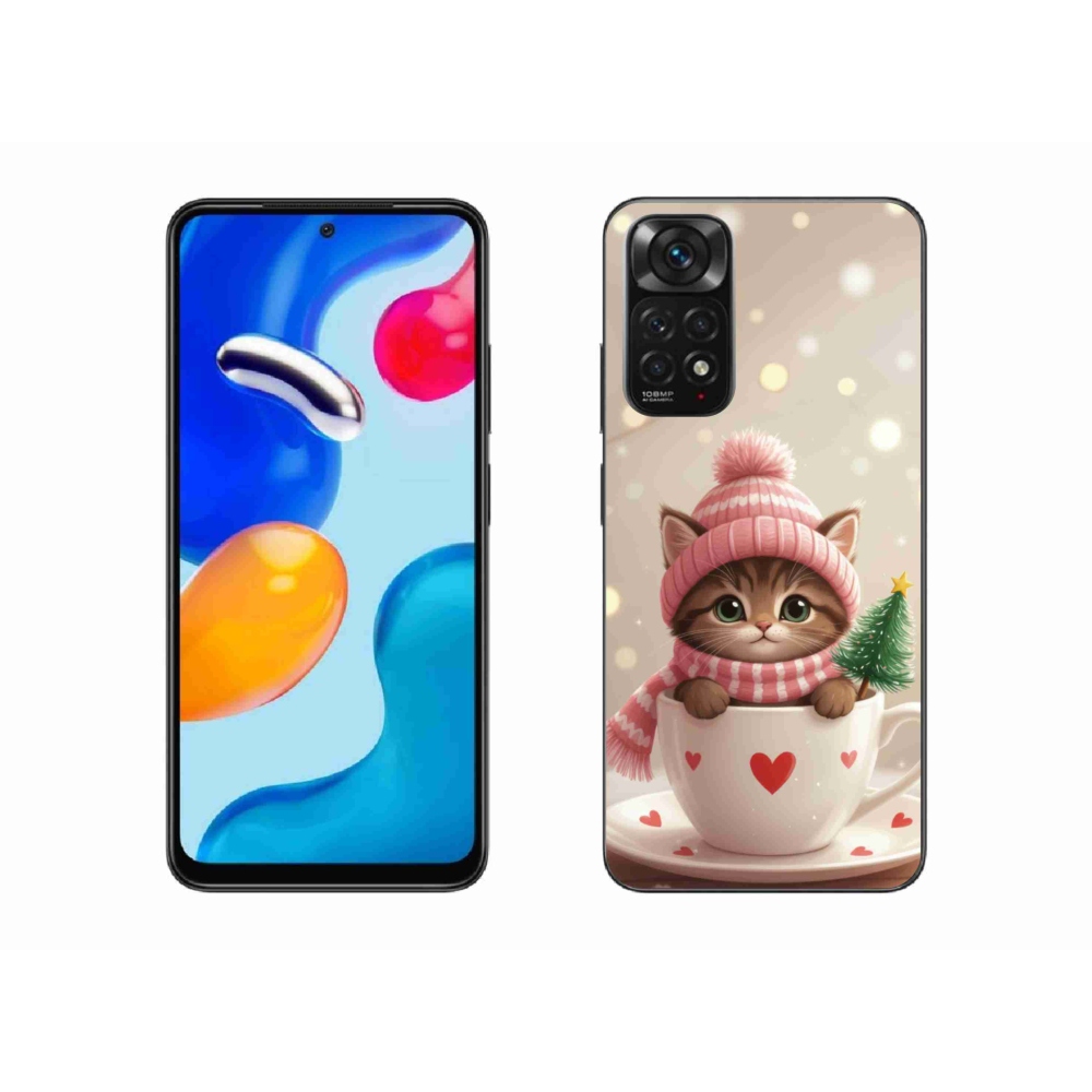 Gélový kryt mmCase na Xiaomi Redmi Note 11 4G - vianočné mačiatko v hrnčeku