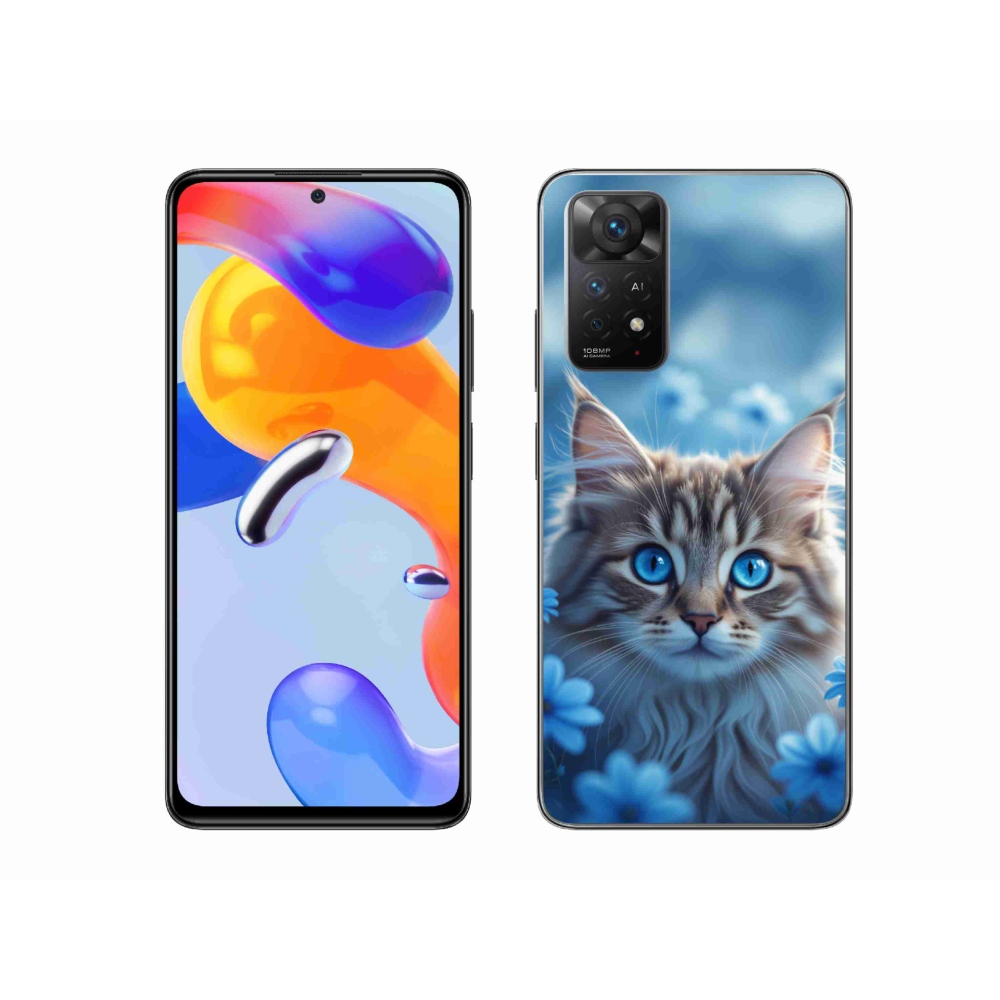 Gélový kryt mmCase na Xiaomi Redmi Note 11 Pro 4G/5G - mačiatko v modrých kvetoch