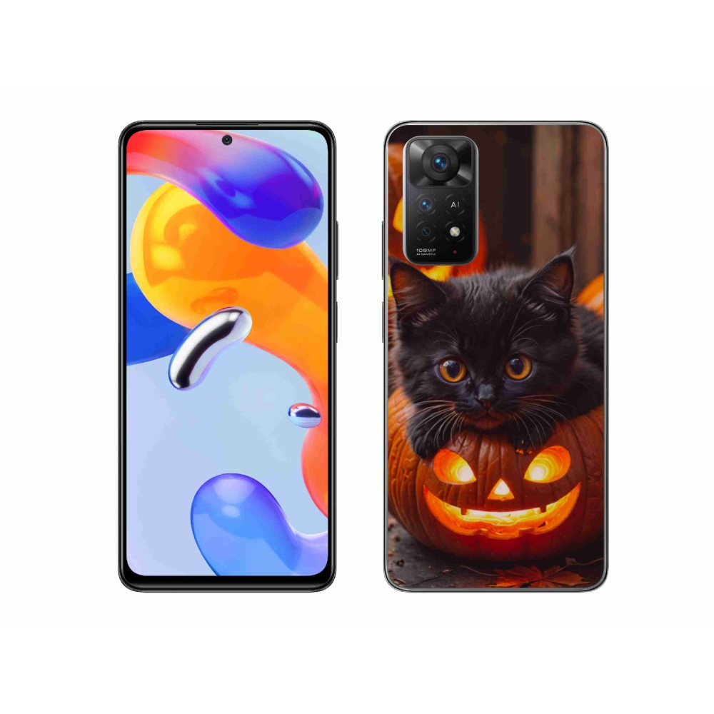 Gélový kryt mmCase na Xiaomi Redmi Note 11 Pre 4G/5G - mačiatko a tekvica