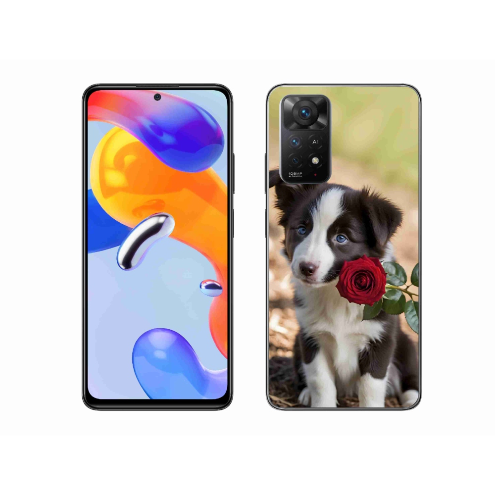 Gélový kryt mmCase na Xiaomi Redmi Note 11 Pro 4G/5G - roztomilá border kólia s ružou