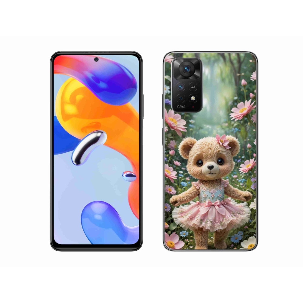 Gélový kryt mmCase na Xiaomi Redmi Note 11 Pro 4G/5G - roztomilý medvedík v kvetoch