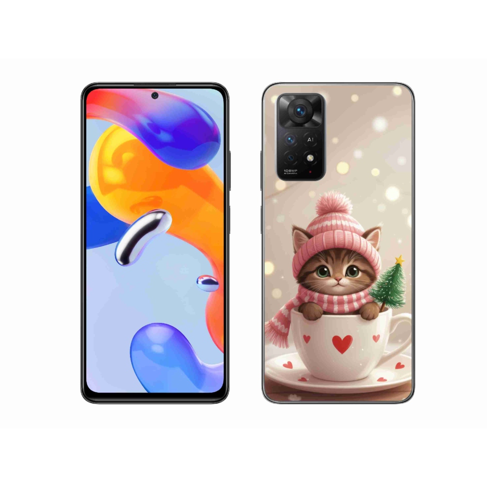 Gélový kryt mmCase na Xiaomi Redmi Note 11 Pro 4G/5G - vianočné mačiatko v hrnčeku