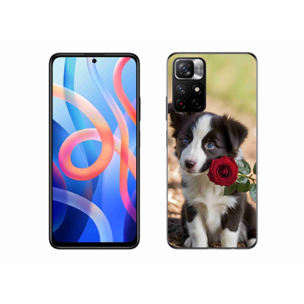 Gélový kryt mmCase na Xiaomi Redmi Note 11S 5G/Poco M4 Pro 5G - roztomilá border kólia s ružou
