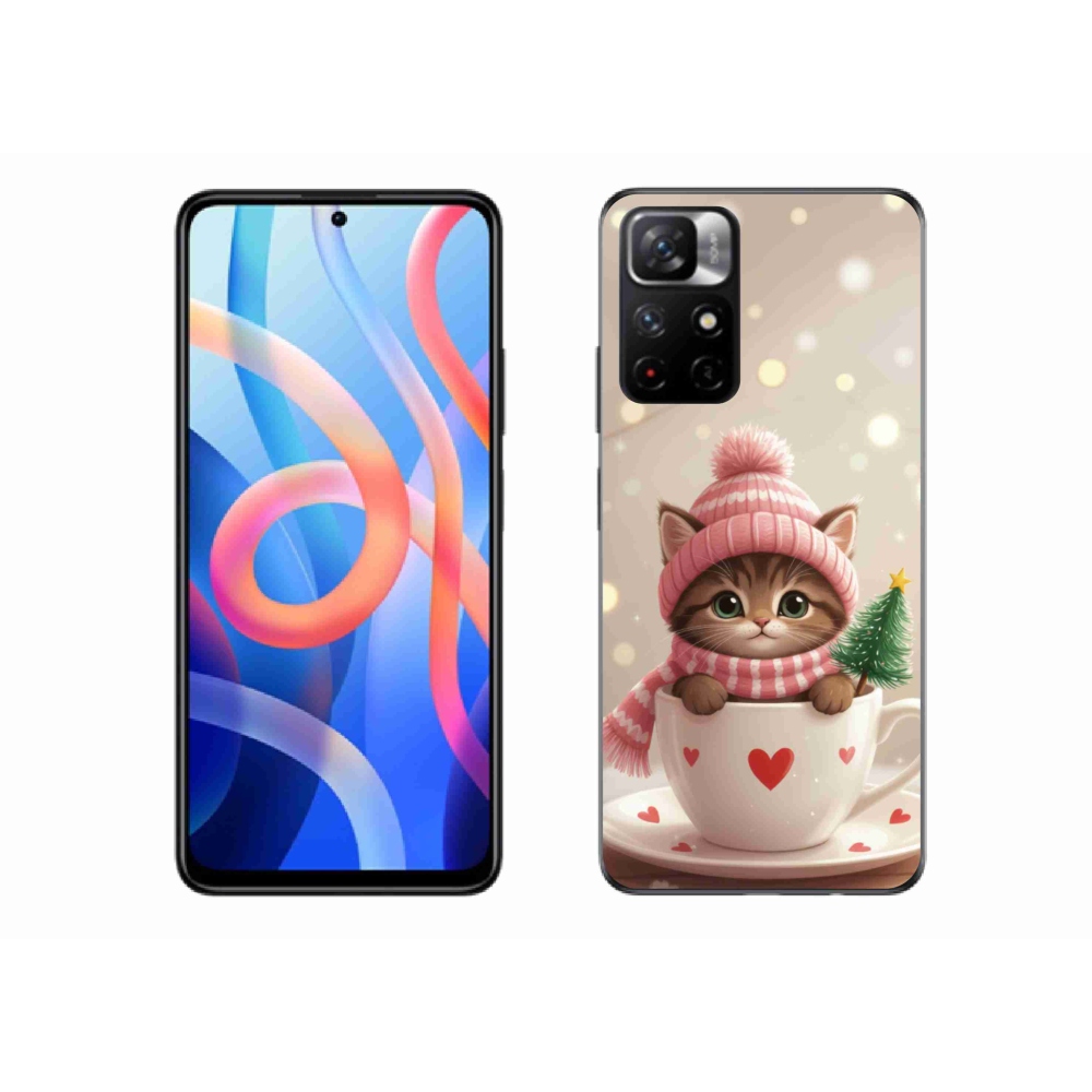 Gélový kryt mmCase na Xiaomi Redmi Note 11S 5G/Poco M4 Pro 5G - vianočné mačiatko v hrnčeku