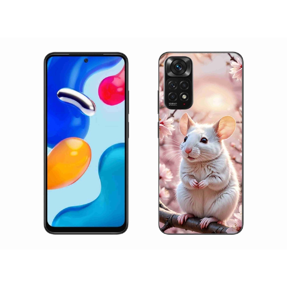 Gélový kryt mmCase na Xiaomi Redmi Note 11S - biela myš na vetve