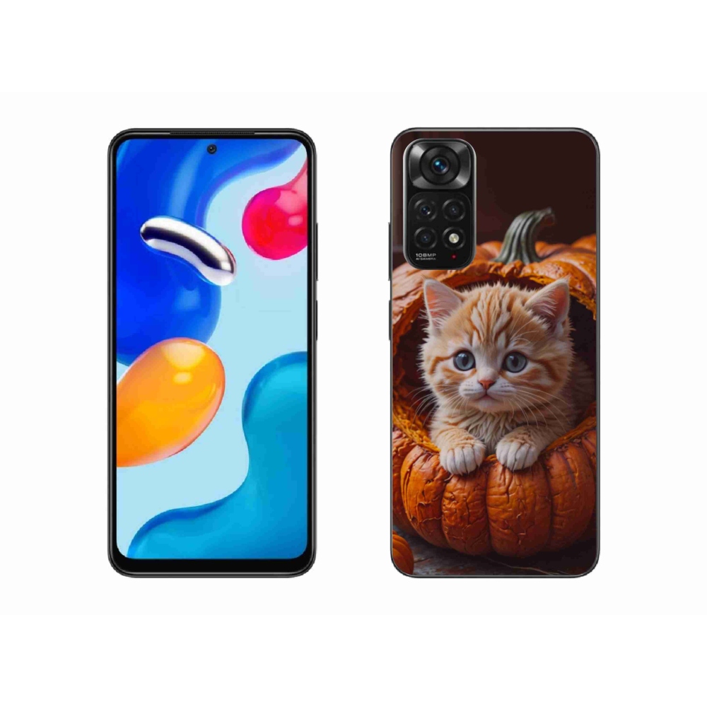 Gélový kryt mmCase na Xiaomi Redmi Note 11S - mačiatko a tekvica 2