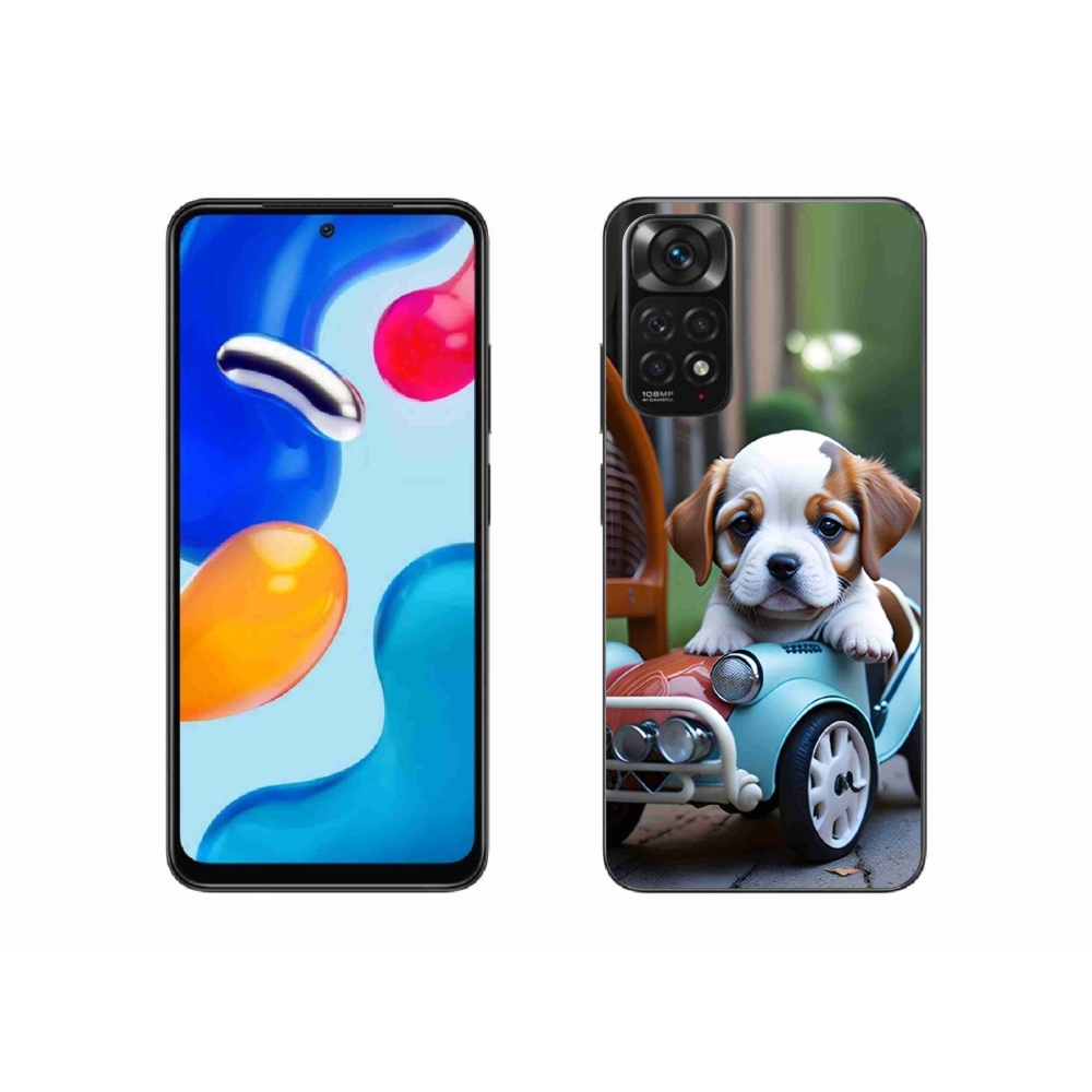 Gélový kryt mmCase na Xiaomi Redmi Note 11S - šteňa v retro aute