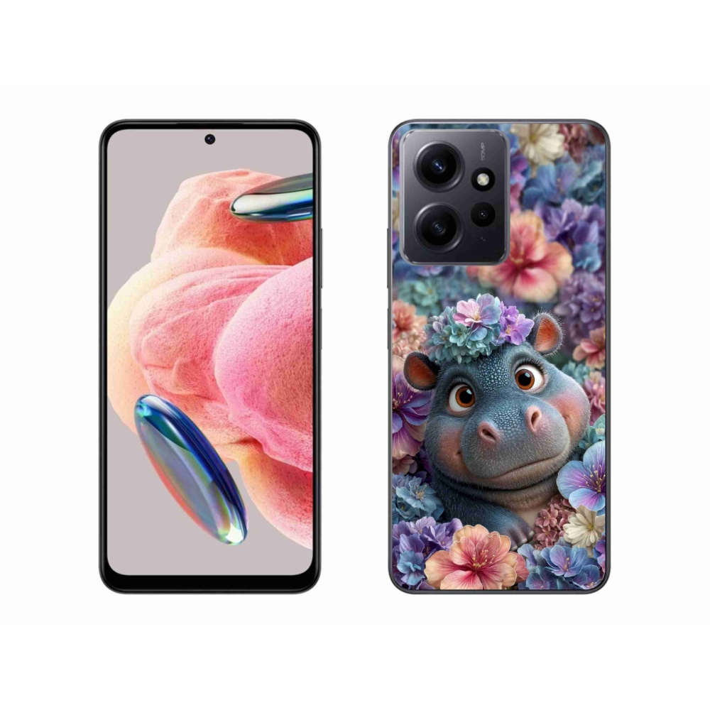 Gélový kryt mmCase na Xiaomi Redmi Note 12 - hrošík v kvetoch