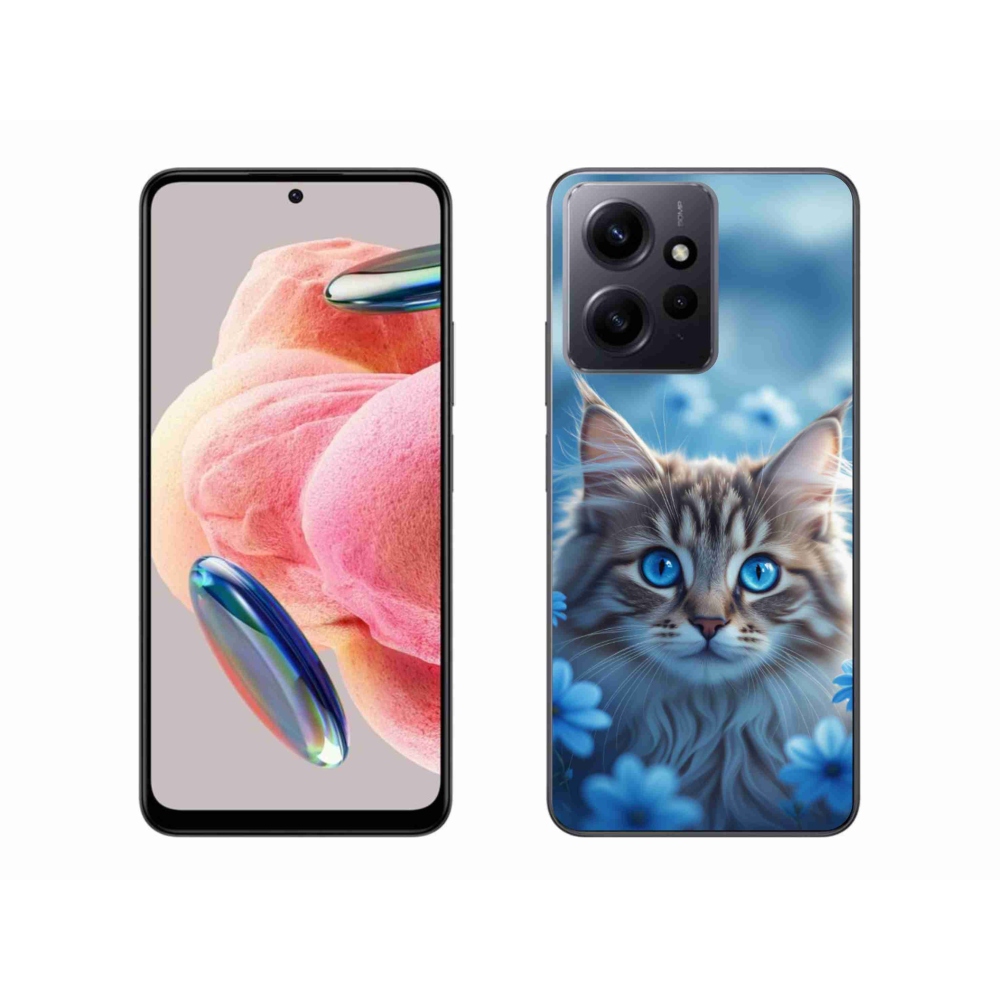 Gélový kryt mmCase na Xiaomi Redmi Note 12 - mačiatko v modrých kvetoch